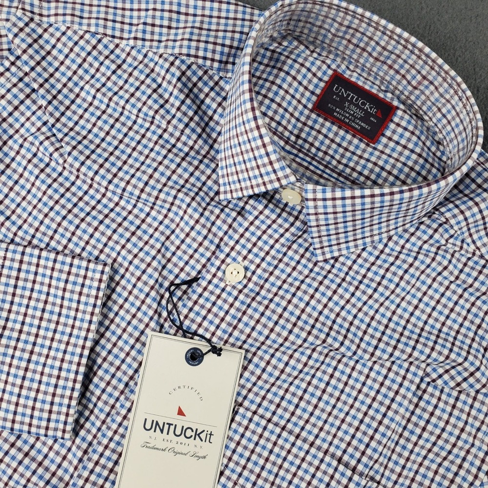 UNTUCKit Slim Fit Shirt Plaid Checkered Button Down Casual X-Small